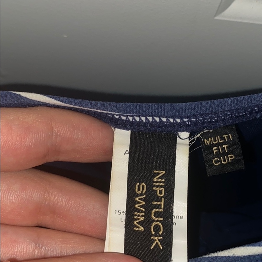 Nwt Nip Tuck Navy White Stripped One Piece - image 3